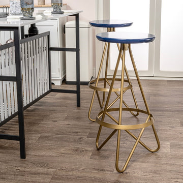 Spiroa 30" Modern Industrial Metal Backless Circular Bar Stool - JONATHAN Y